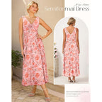 Grace Karin Women'S Summer Sleeveless Floral Maxi Dress V Neck Formal Wedding Guest Dress A Line Beach Vacation Clothes