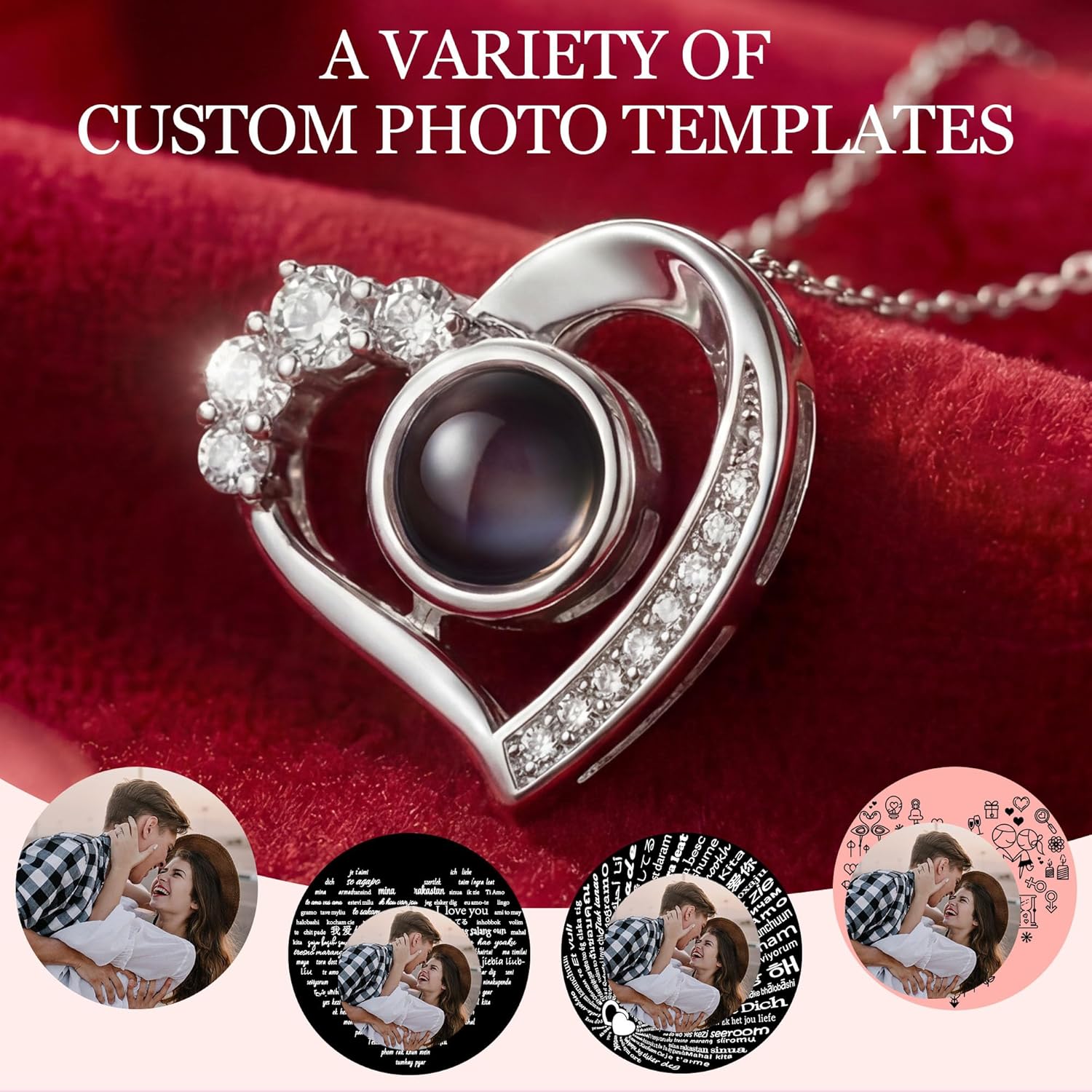 Easycosy Personalized Picture Necklace, Mothers Day Gifts for Mom Wife, Projection Necklace with Photo Inside - Custom Heart Pendant Necklace - Love Memorial Jewelry Gifts for Girlfriend Her Birthday Anniversary