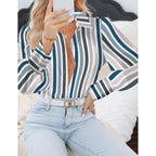 Womens Button Down Shirts Lantern Long Sleeve Blouse Business Casual Work Tops Floral Printed Outfits