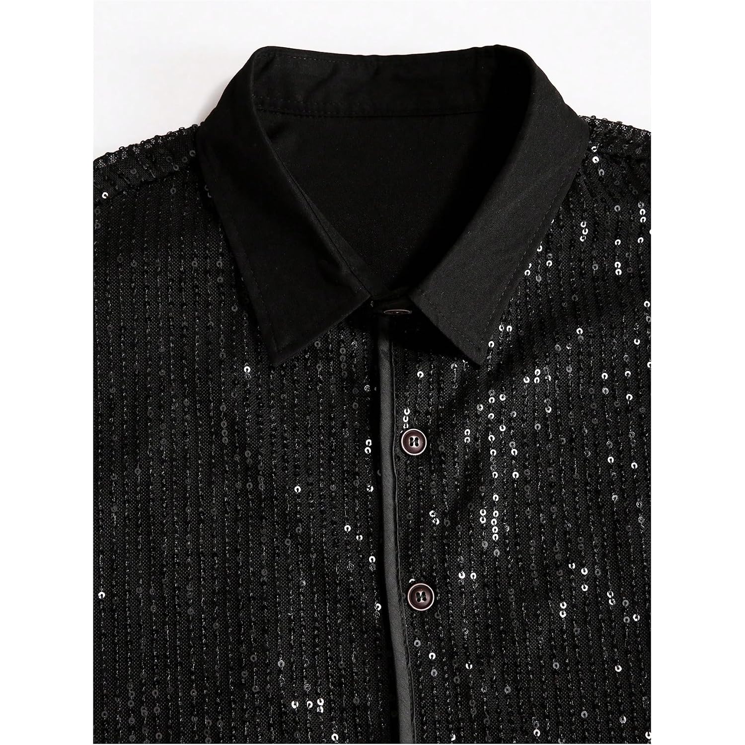 Men'S Sequin Button Down Shirts Sparkle 70S Disco Short Sleeve Party Shirt Tops