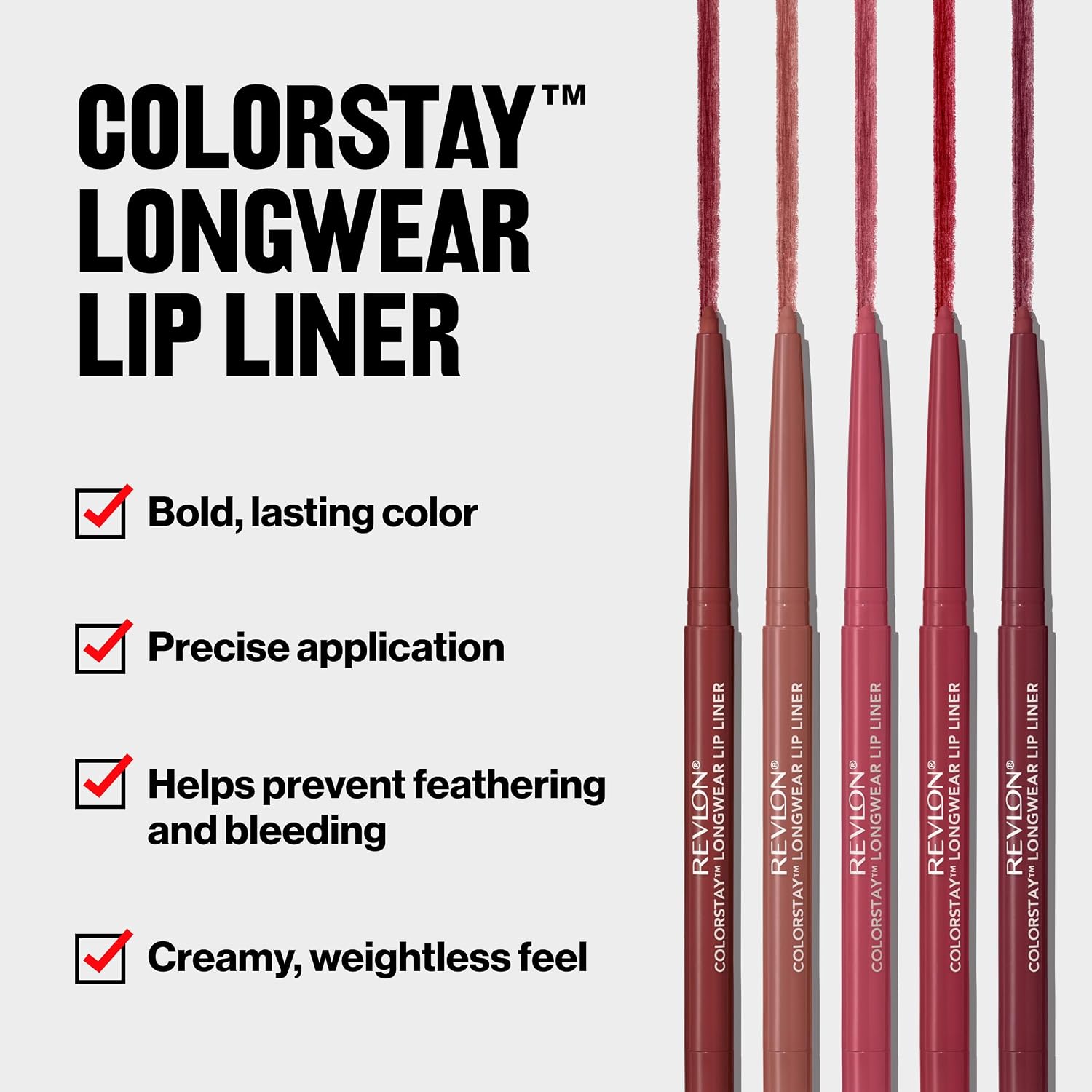 Revlon Colorstay Lip Liner Makeup With Built-In-Sharpener, Longwear Rich Medium Brown-Nude Shade, Smooth Application, 630 Nude, 0.01 Oz