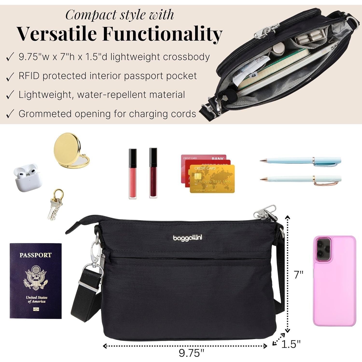 Baggallini Securtex™ Anti-Theft Memento Crossbody