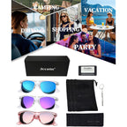 Joopin 3 Pack Square Sunglasses Polarized UV Protection Trendy Sun Glassses Fashion Shades for Women Men H13-pink Pink+ Clear Purple + Clear Blue