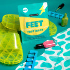 Freeman Flirty Feet Foot Care Set – Instant Peeling Spray for Dry, Cracked Feet + Moisturizing Foot Mask Socks 3-Pack (4 Piece Set)