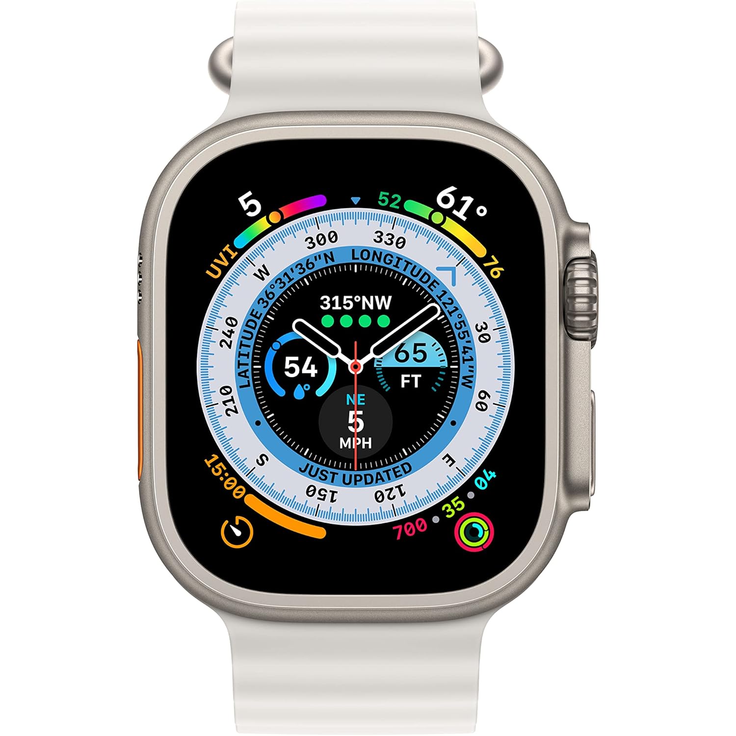 Apple Watch Ultra [GPS + Cellular 49mm] Titanium Case with White Ocean Band, One Size (Renewed Premium)