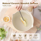 SENSARTE Ceramic Nonstick Sauce Pan with Lid, 1.5 Quart Small Saucepan, White Cooking Pot with Stay Cool Handle, Non toxic Kitchen Sauce Pot, Non stick Saucier Pan, Induction Pot, PFOA PTFE PFAS Free