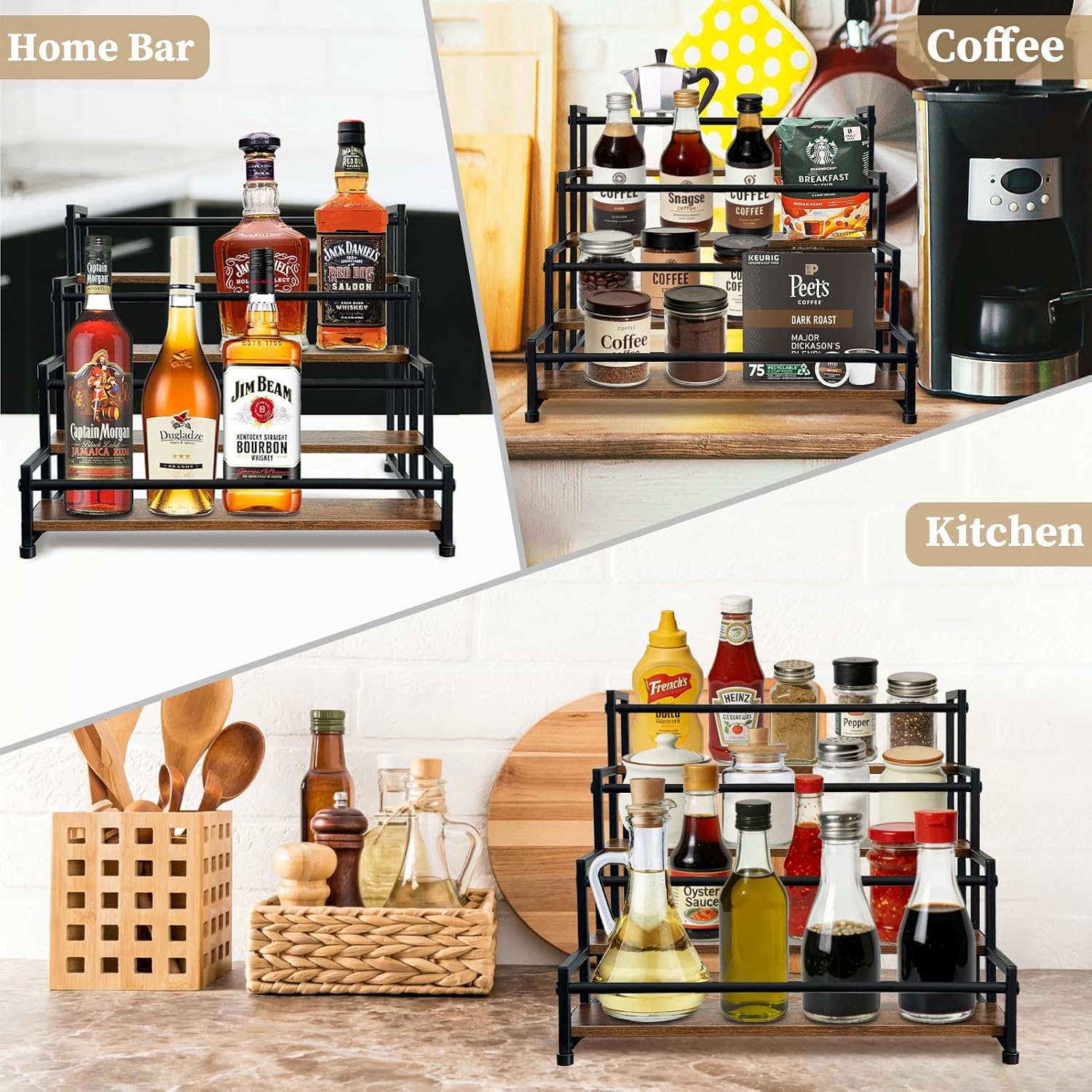4-Tier Coffee Syrup Organizer 20 Bottles Syrup Rack For Coffee Bar Organizer, Coffee Syrup Stand Holder