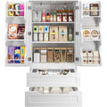 Gizoon Kitchen Pantry Cabinet With Drawers For Dining Room, 47" Small Food Pantry Storage Cabinet With 6 Door Shelves For Snack And Spice, Craft Storage Cabinet For Craft Room, White, Painted