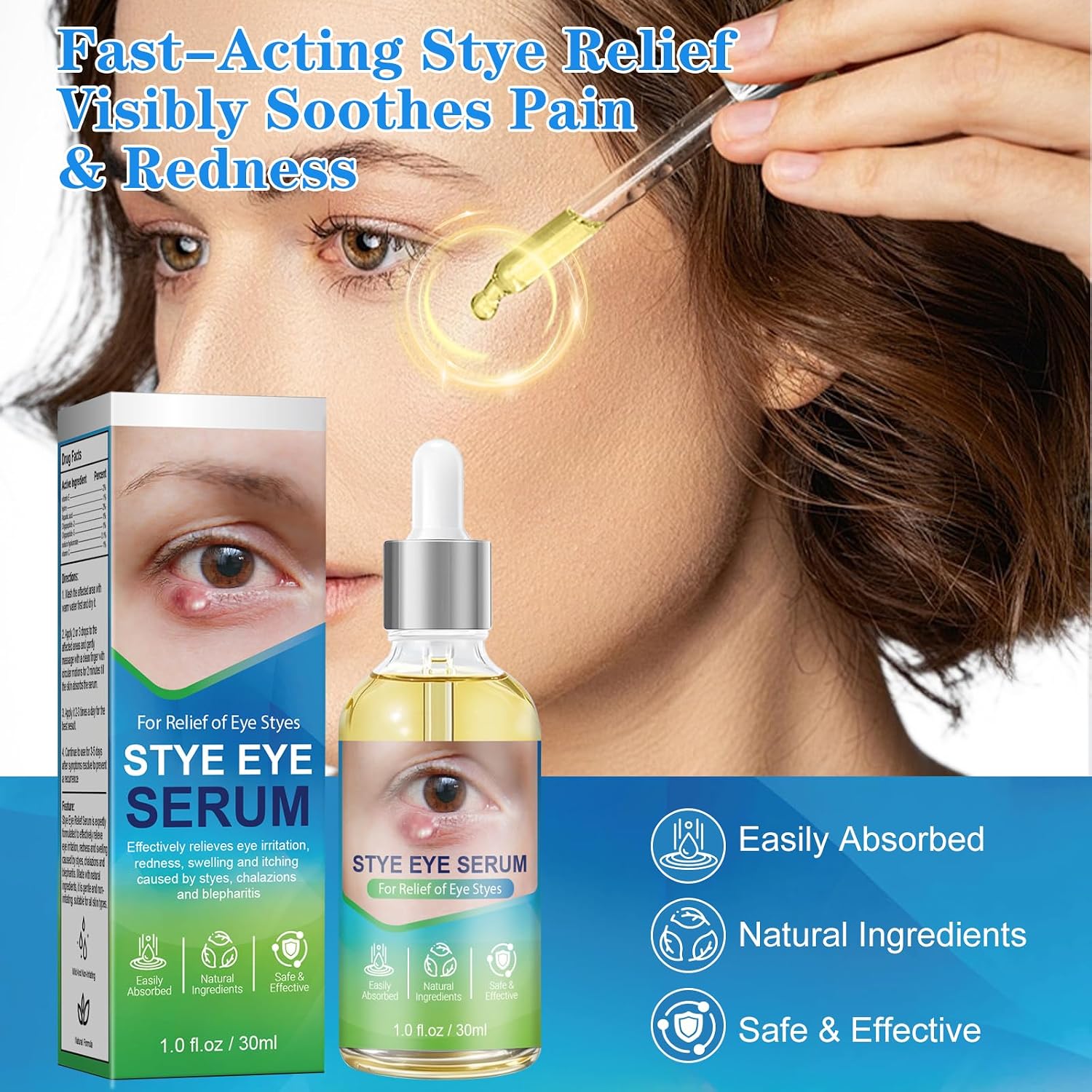 Stye Relief Serum & Eyelid Drops For Blepharitis & Chalazion | Natural Fast-Acting Formula For Lash Line & Under Eye | Gentle Cleansing Care 1.01 Fl Oz (Pack Of 1)