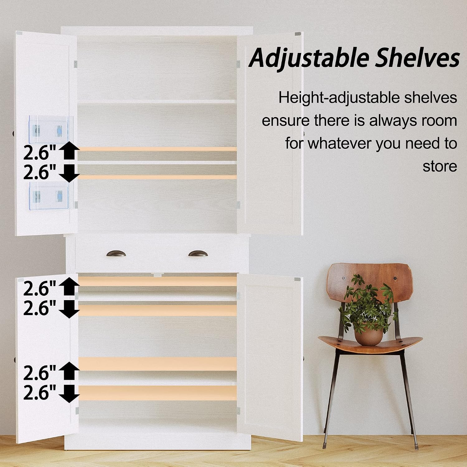 Ironck Storage Cabinet With Drawers And Doors For Living Room And Entryway | Open Shelves, Adjustable Shelves, Organized Essentials