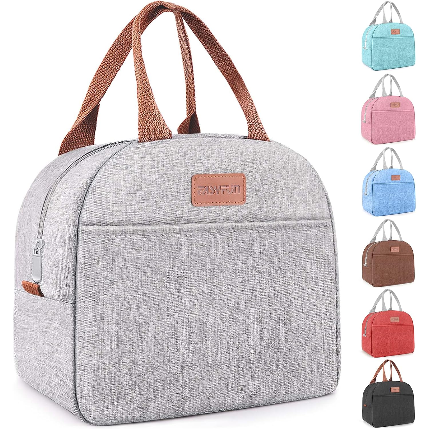 Lunch Bag For Women & Men Adult Insulated Lunch Box, Small Leakproof Cooler Food Lunch Containers Reusable High Capacity Lunch Tote Bags For Work, Travel, Outdoor (Grey)