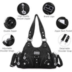Angel Kiss Purses for Women Small Hobo Shoulder Bags Vagen Leather Multi-Pocket Tote Bag with Zipper