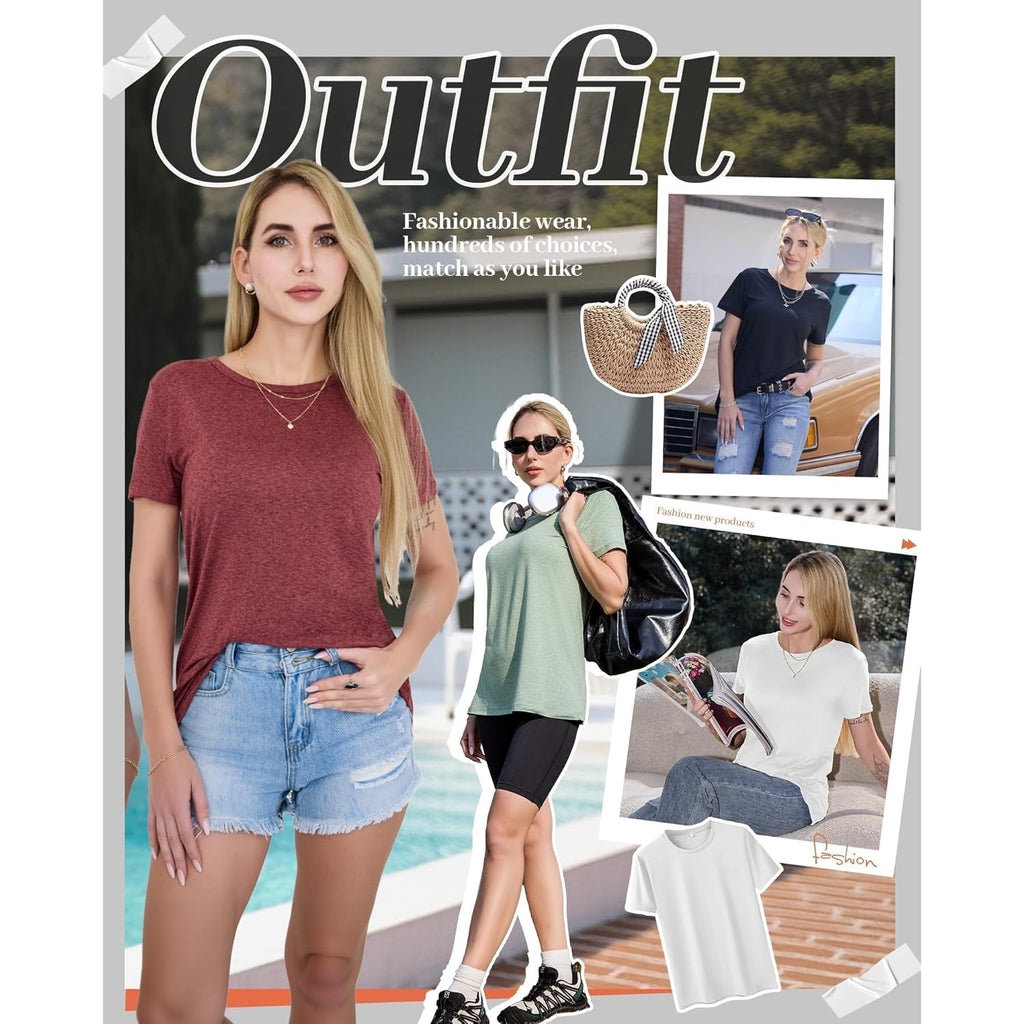 3 Pack Womens T-Shirts - Short Sleeve Spring Summer Tops Crew Neck Trendy Casual Work Soft Basic Tees for Ladies 2026