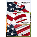 Men American Flag Button Shirt 4Th Of July Short Sleeve Shirts (S-3Xl)