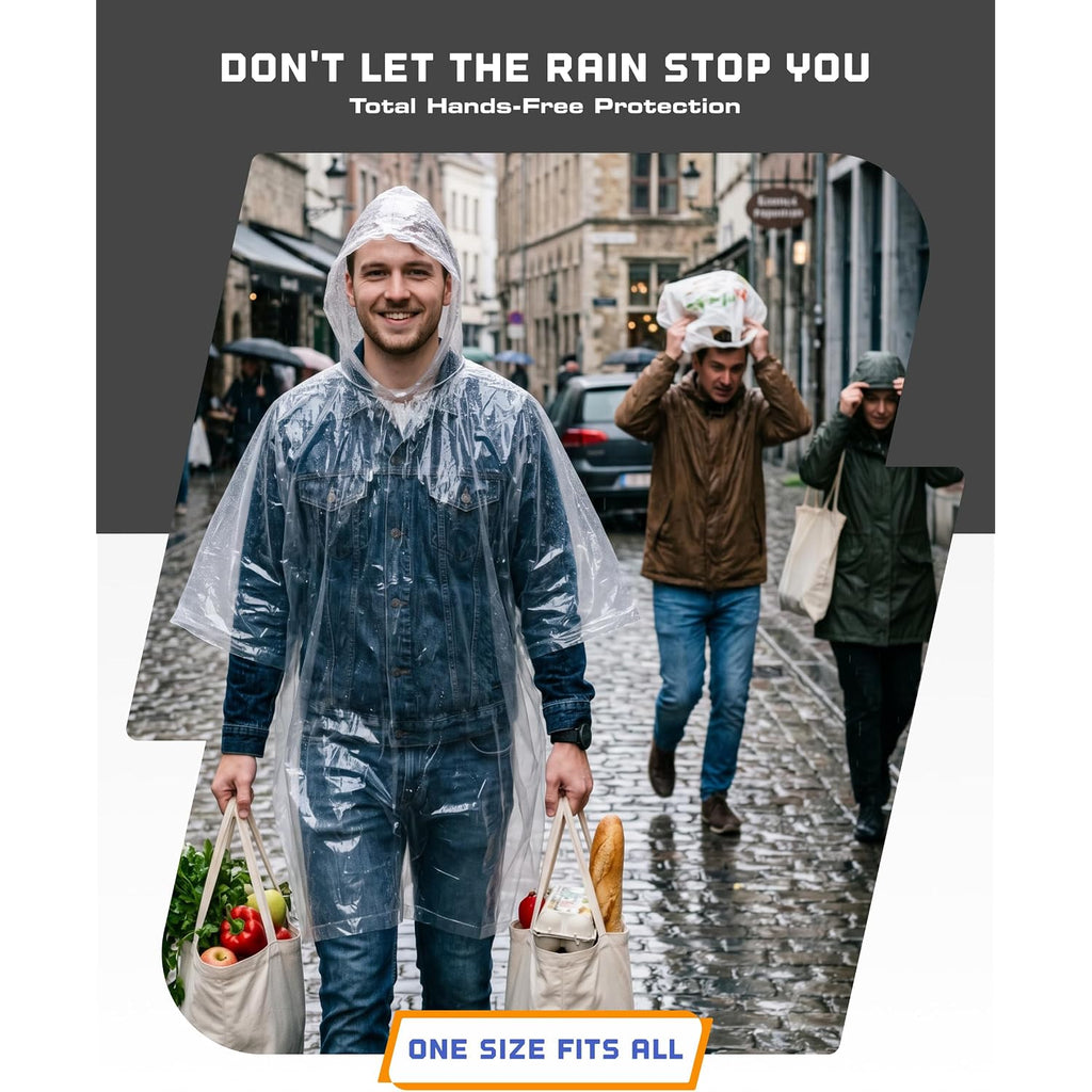 Hagon Pro Disposable Rain Ponchos For Adults (5 Pack)