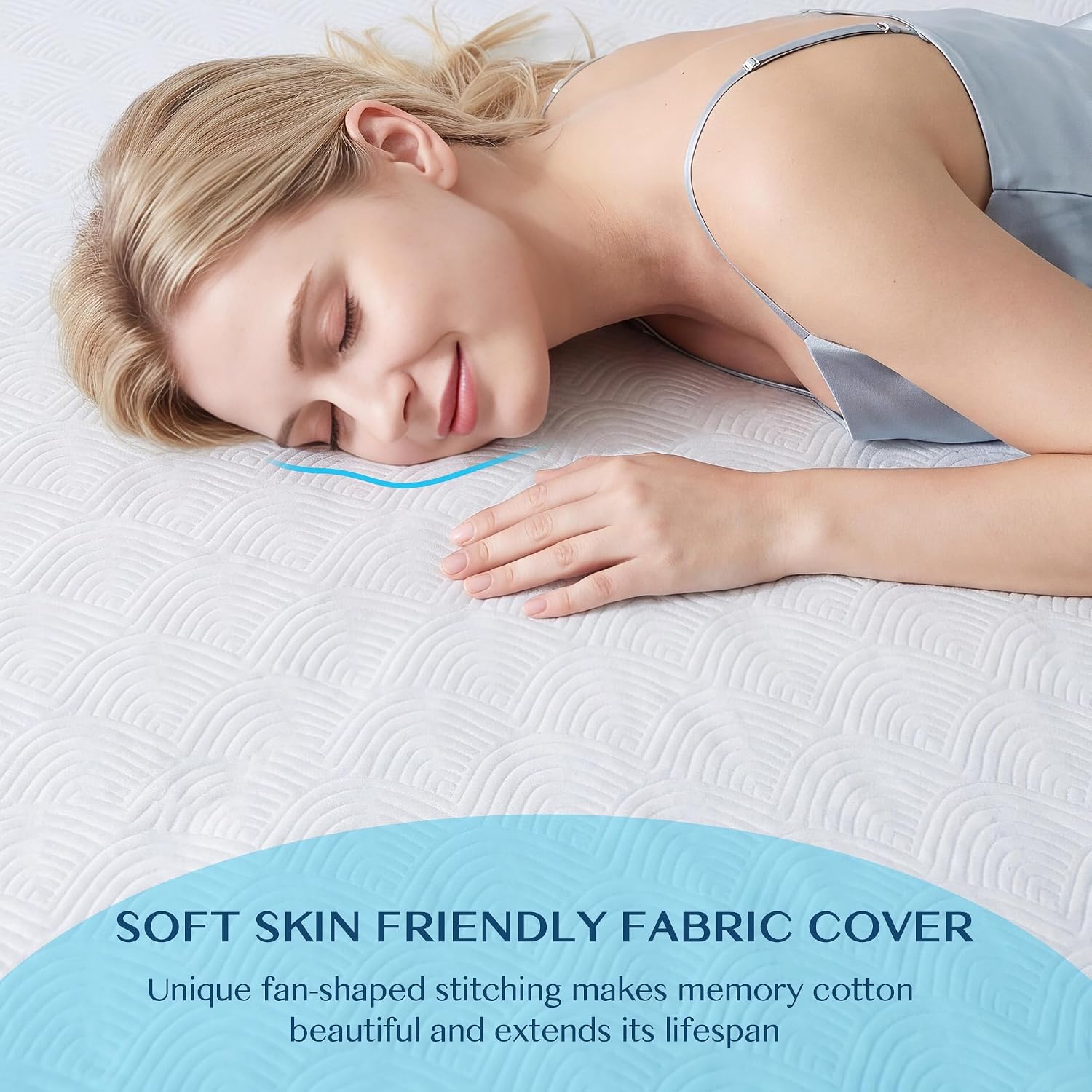 Masvis 3 Inch Queen Memory Foam Mattress Topper, Ventilated Gel Mattress Topper For Back Pain Relief, Certipur-Us Certified, Removable Washable Cover, Wave Pattern Bed Topper,White