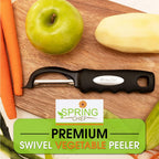 Spring Chef Premium Swivel Vegetable Peeler, Soft Grip Handle And Ultra Sharp Stainless Steel Blades - Perfect Kitchen Peeler For Veggie, Fruit, Potato, Carrot, Apple - Black