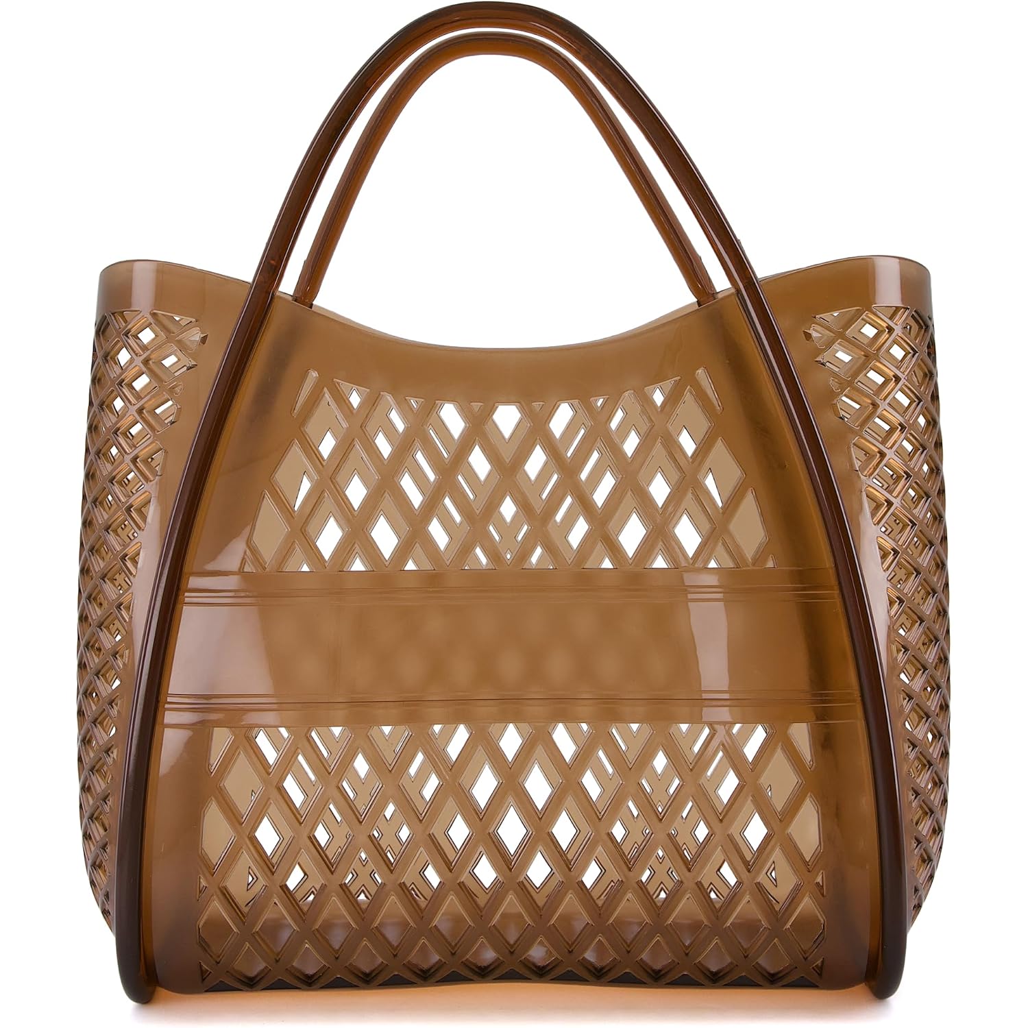 Cushionaire Kizzy Clear Jelly Tote Bags For Women, Lightweight Waterproof Beach Purse With Open Top And Lattice Cutout