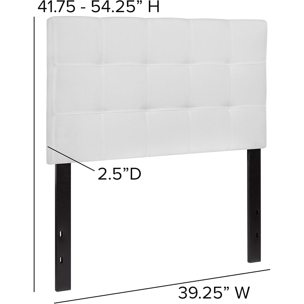 Emma + Oliver Quilted Tufted Upholstered Twin Size Headboard In White Fabric