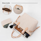 Lacel Urwebin Handbags for Women Designer Fashion Purses Top Handle Satchel Shoulder Bags 2pcs with Small Wallet (White)