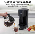 Hamilton Beach 12 Cup Programmable Hot & Iced Coffee Maker | Glass Carafe | Auto-Pause And Pour | 4-Hour Auto Shutoff | Black With Chrome Accents | 43690J