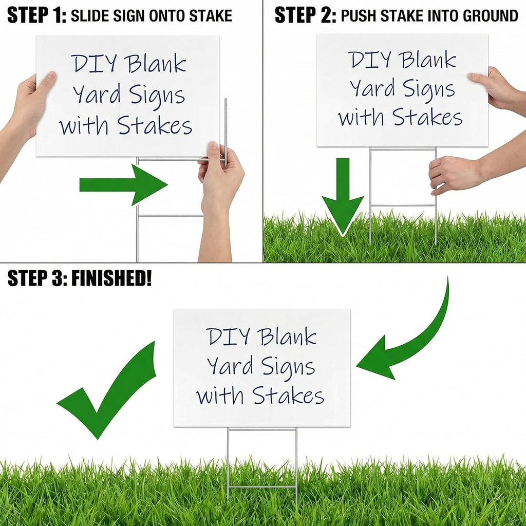 10 Large Blank Yard Signs With Stakes 18 X 24",Corrugated Plastic Lawn Sign Kit For Estate Garage Sale,Party,Birthday,Wedding,Campaign,Parking,Make Your Own Outdoor Sign