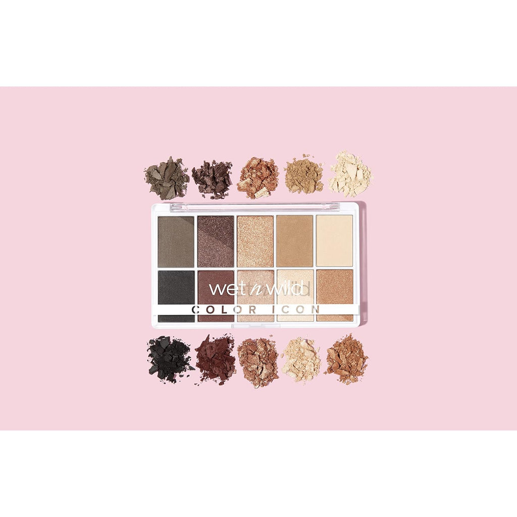 Wet N Wild Color Icon 10-Pan Eyeshadow Makeup Palette, Brown Nude Awakening, Long Lasting, Shimmer, Metallic, Glittery, Matte, Rich Smooth Pigment, Cruelty Free