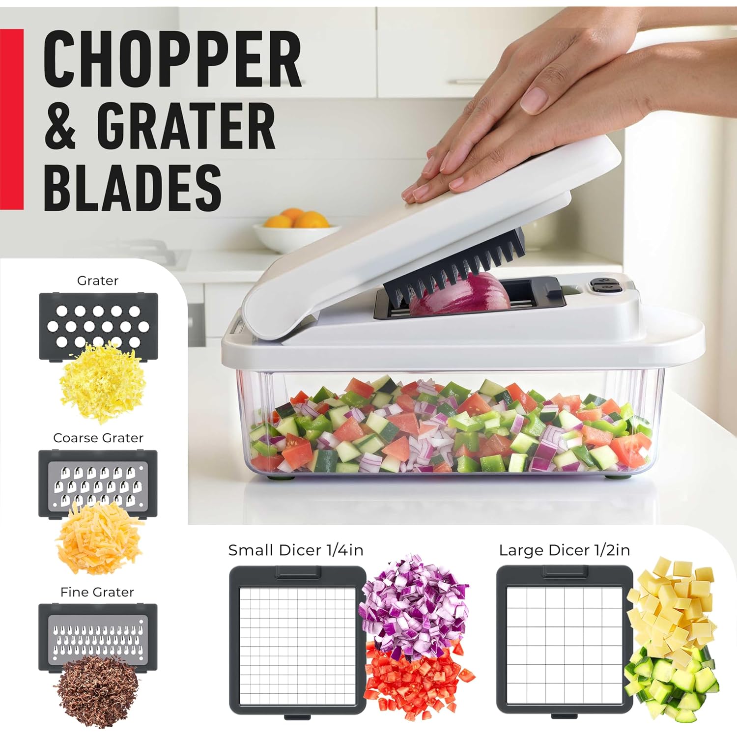 Mueller The Real Original Pro Chopper Since 2013 Vegetable Chopper Mandoline Slicer, 8 Blade Food Veggie Chopper Onion Vegetable Cutter With Container, Kitchen Gadgets & Essentials, (10 In 1)