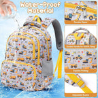 Fimibuke Kids Backpack For School Boys, 3Pcs Waterproof Toddler School Bag | Cute Bookbag Set With Lunch Box & Pencil Case For Preschool Kindergarten Elementary Back To School Student Ages 3-12, Trucks