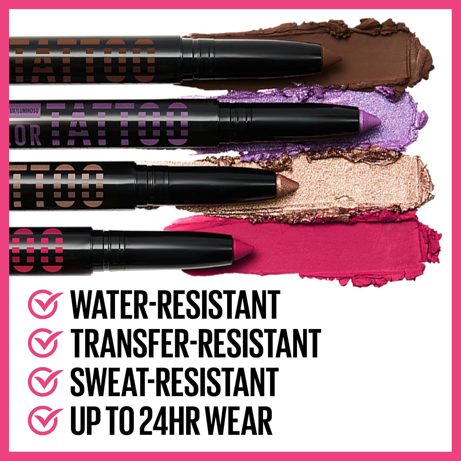 Maybelline Color Tattoo Longwear Multi-Use Eye Shadow Stix, All-In-One Eye Makeup For Up To 24Hr Wear, I Am Rebellious (Matte Black), 1 Count