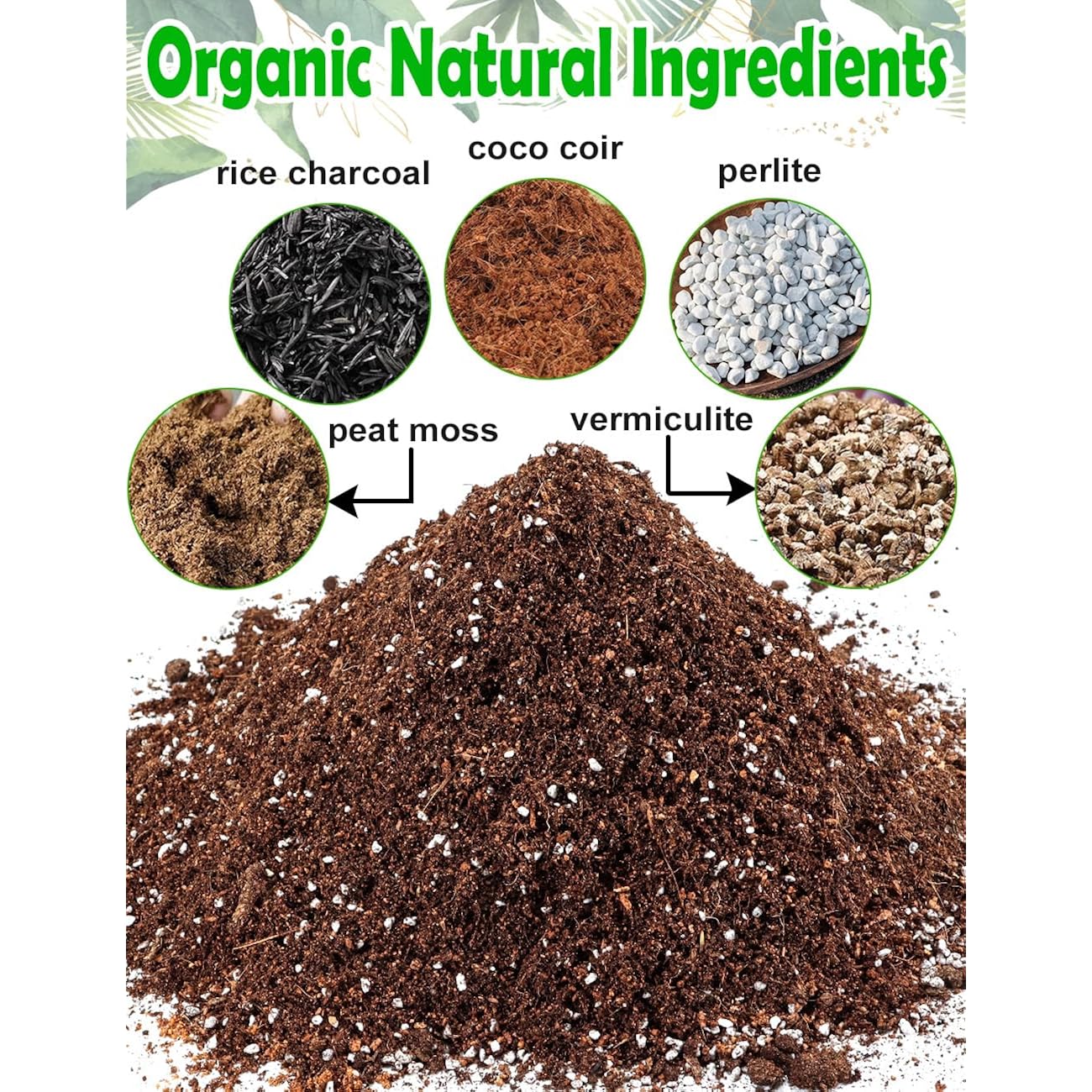 Potting Soil For All Indoor Houseplants, Contains Perlite, Peat Moss, Coco Coir And Rice Charcoal, Well Draining Potting Mix Light, Aerated Texture For Healthy Plant Roots And Fast Growth 1Qt