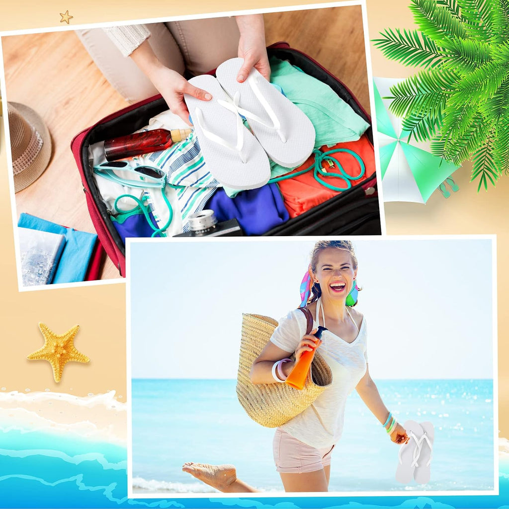 Unittype 24 Pairs Flip Flops Bulk For Wedding Guest Slippers Wedding Flip Flops With Cards Bags For Pool Beach Party