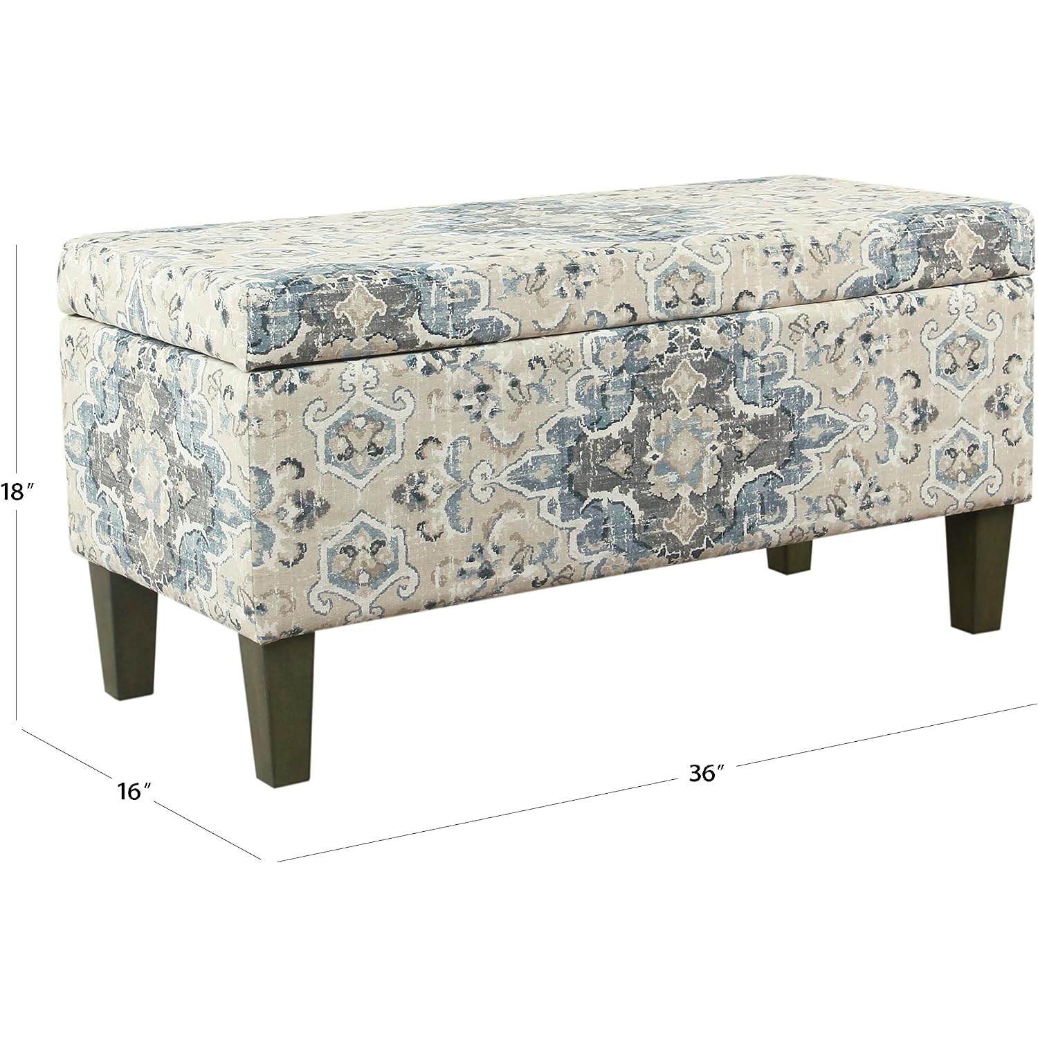 Homepop 36" Decorative Storage Bench - Antiqued Blue