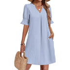 Zeagoo Summer Dresses For Women 2026 V Neck Ruffle Sleeve Loose Shift Dress Hawaiian Sundress Beach Vacation Clothes
