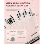 Astercook Knife Set with Block and Sharpener, 22 Piece Kitchen Knife Set Dishwasher Safe, Space-Saving Clear Knife Block with Knives for Everyday Home Cooking Pink