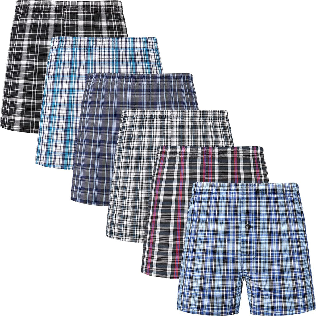 Men'S Underwear Woven Boxers For Men Pack Cotton Boxer Shorts Elastic Waistband