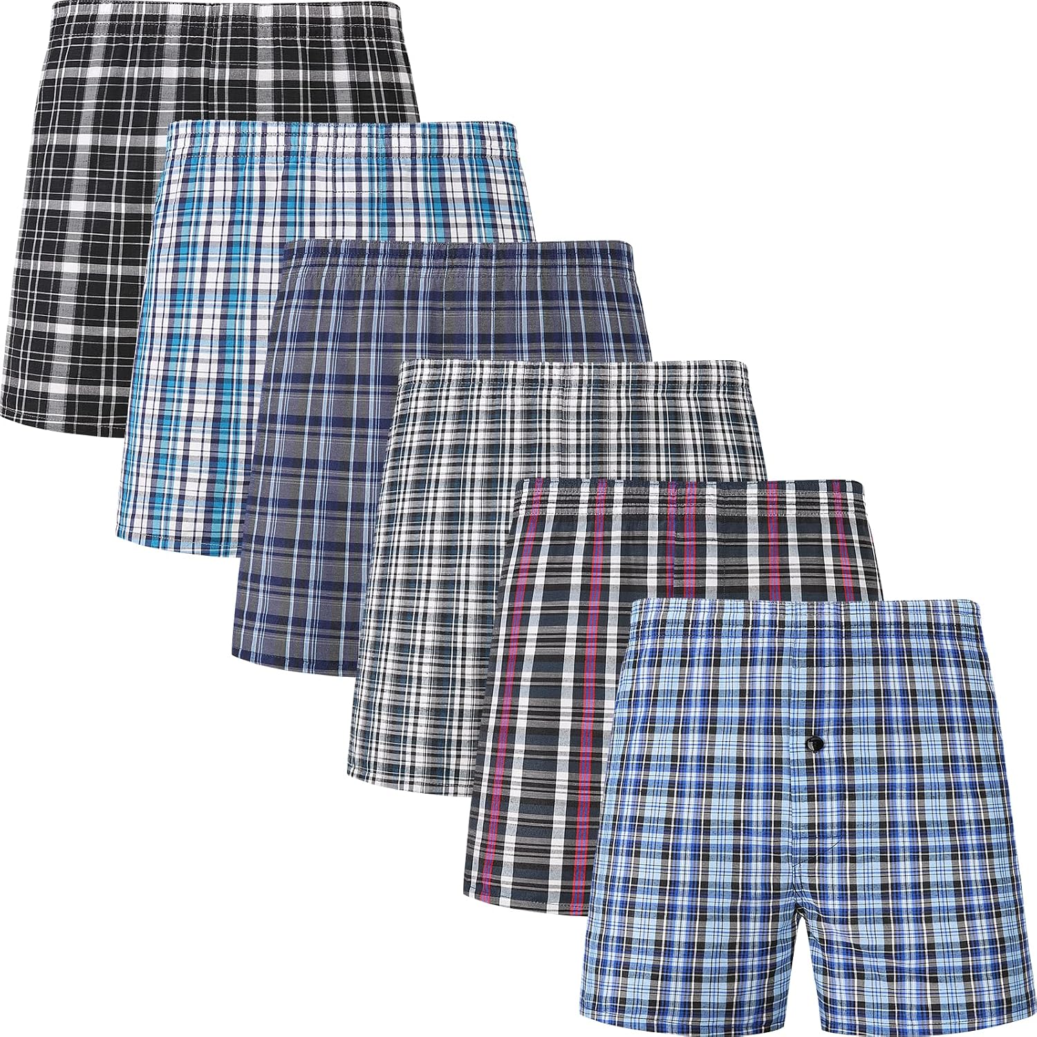 Men'S Underwear Woven Boxers For Men Pack Cotton Boxer Shorts Elastic Waistband