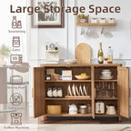 Joaxswe Sideboard Buffet Cabinet With Storage, 46" Arc-Shaped Credenza With 3 Doors & Adjustable Shelves, Mid Century Modern Coffee Bar Cabinet For Kitchen, Living Room, Entryway, Darkwood