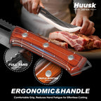 Huusk Hand Forged Carving Knife - Japanese Razor Sharp Butcher Knives For Meat Cutting, Curved Brisket Slicing Knife With Ergonomic Full Tang Handle, Gift For Men And Women