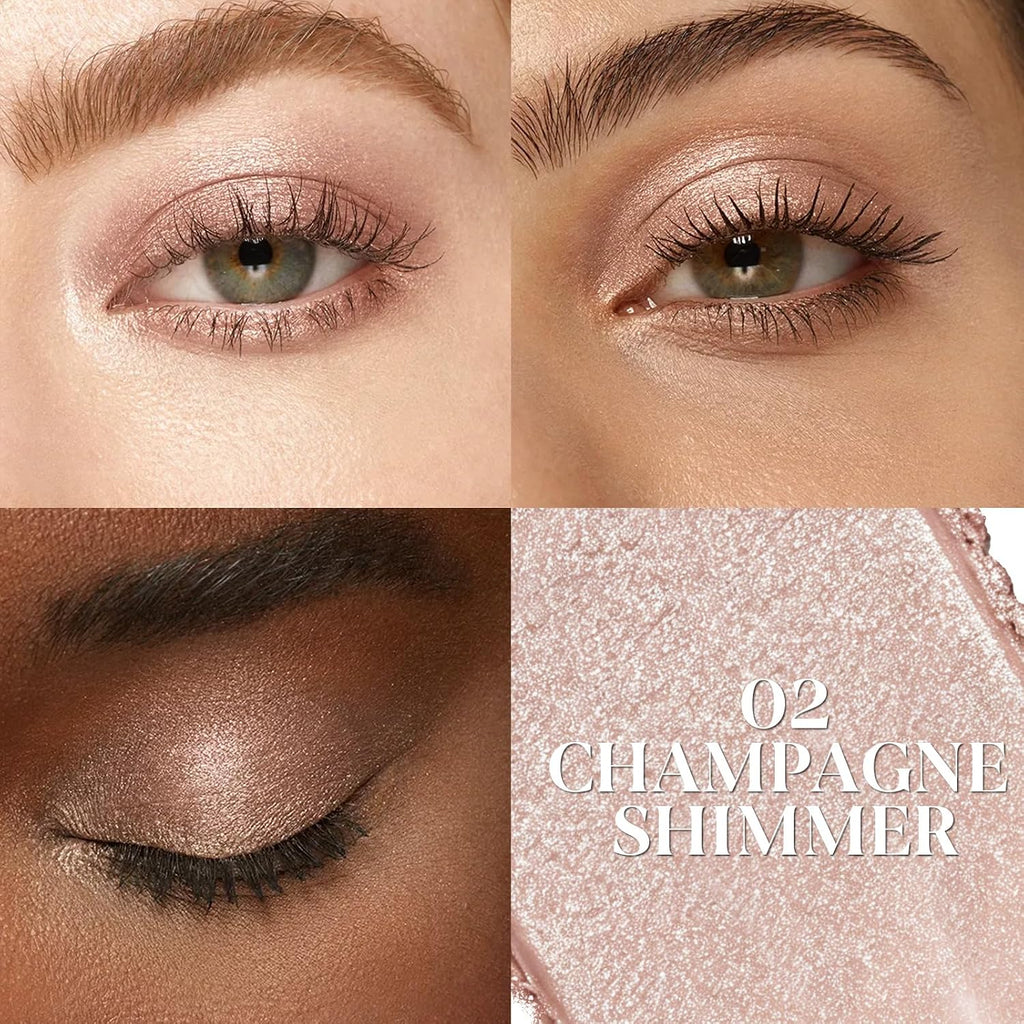 Myster Rosey Cream Eyeshadow Stick, Eye Shadow Sticks For High-Pigment, Waterproof Glitter Eyeshadow, Long-Lasting, Crease-Proof - Vegan & Cruelty-Free - 0.06 Oz (02 Champagne Shimmer)