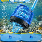 2-In-1 Pool Cover Pump With Fountain Lights, Submersible Water Pump Swimming Water Removal Pumps, Pond Pump And Fountain Pump Kit, Sump Pumps For Pool Draining, Auto Water Sensor, 16Ft Hose-Deep Blue