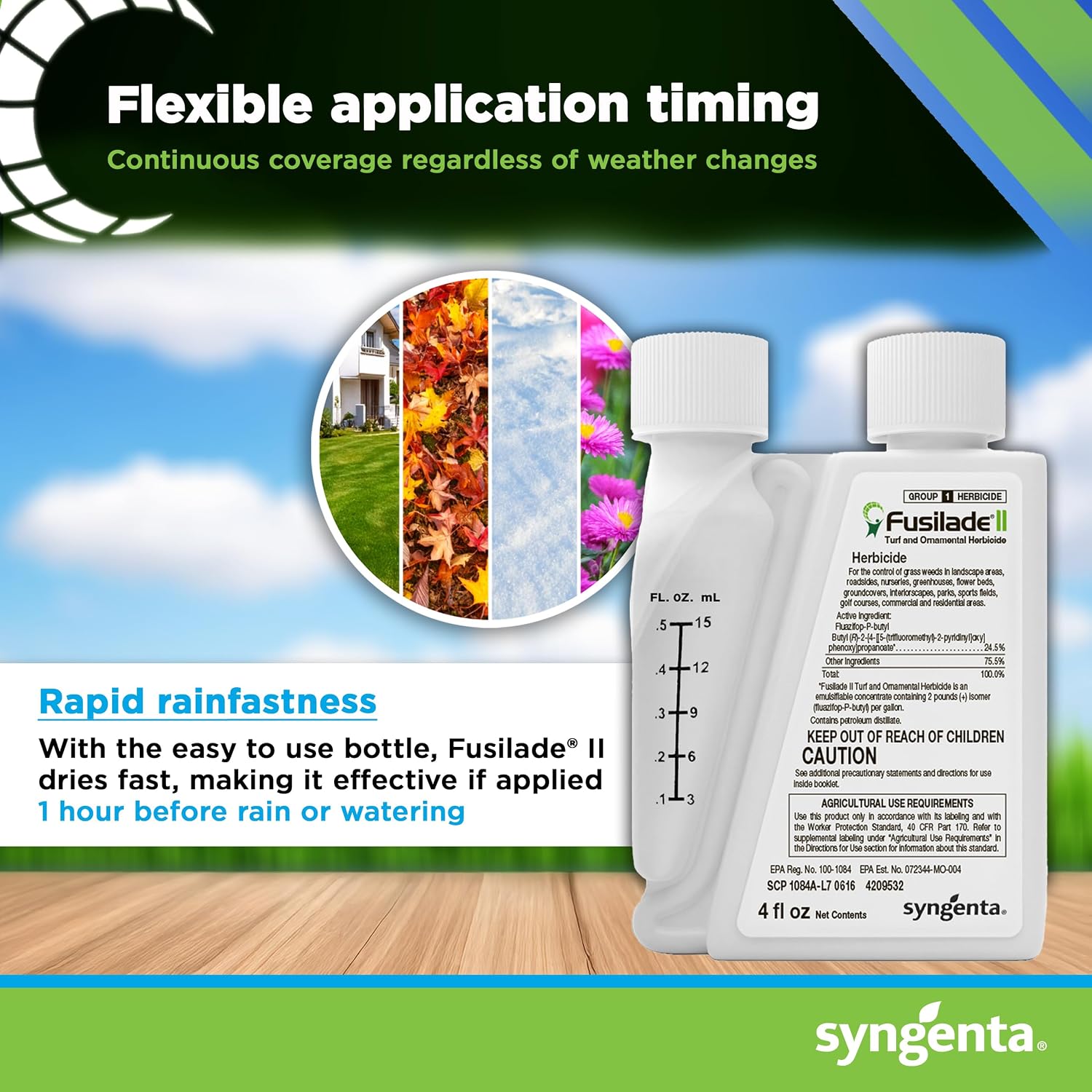 Syngenta Fusilade Ii Herbicide - Grass Weed Killer Spray For Selective Control In Turf & Landscapes, Safe On Ornamentals, Fast Acting Weed Control For Nurseries & Sports Fields - 4 Oz
