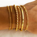 Mothers Day Gifts for Mom Gold Bracelets for Women Waterproof, 14K Gold Plated Jewelry Sets Trendy Thin Dainty Stackable Cuban Link Paperclip Chain Bracelet Pack Fashion Accessories Gifts for Womens