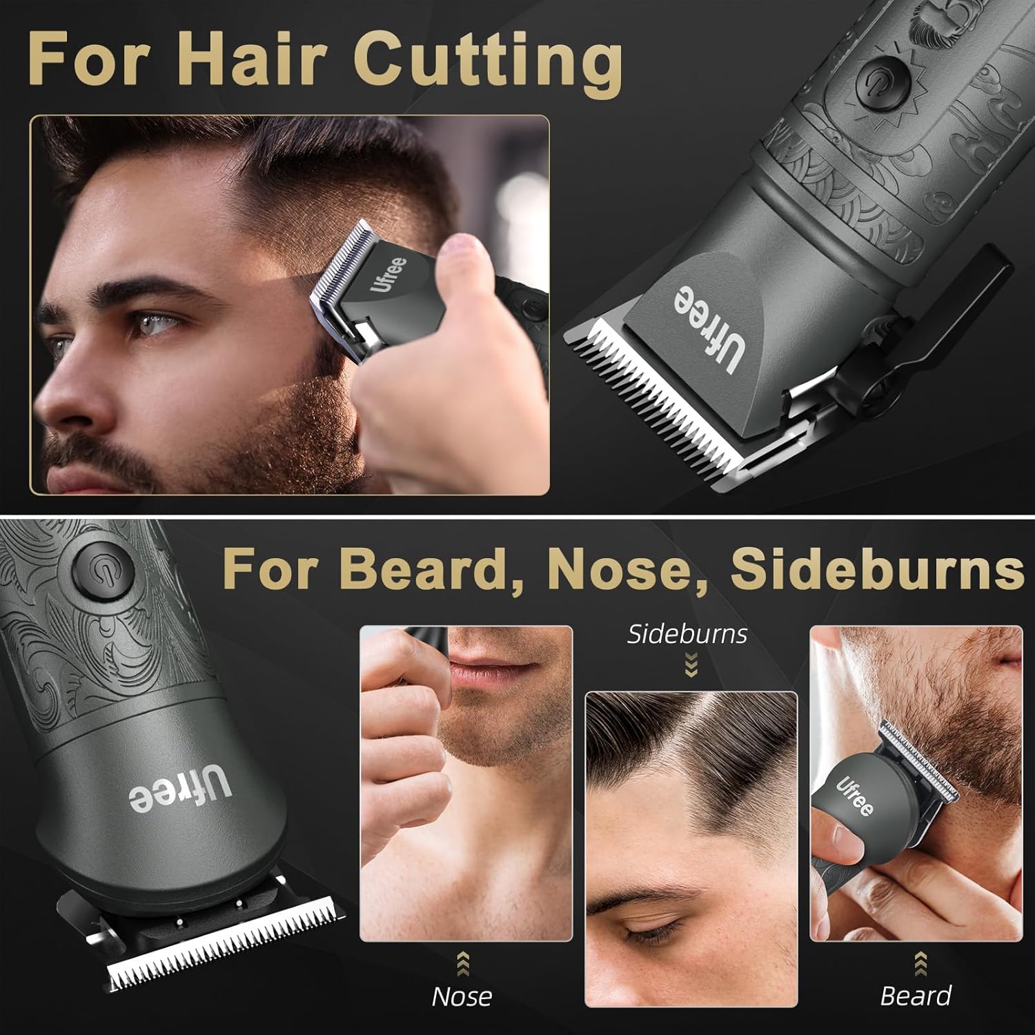 Ufree Beard Trimmer for Men with Hair Clipper, Professional Hair Clippers for Men and Hair Trimmers, Cordless Electric Razor Mens Grooming Kit for Nose, Face, Ear, Body, Gifts for Men Husband Father