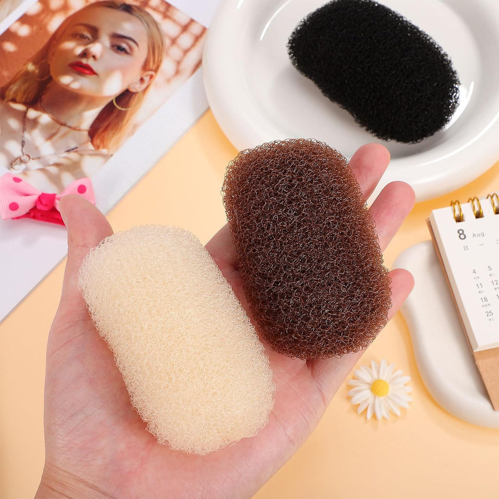 Beaupretty 3Pcs Volume Bump Up Hair Sponge Inserts And Puff Cushion Clips - Hair Styling Tools For Women Girls