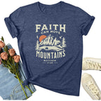 Women Graphic T-Shirts Cute Tees Summer Causal Tops Heather Navy