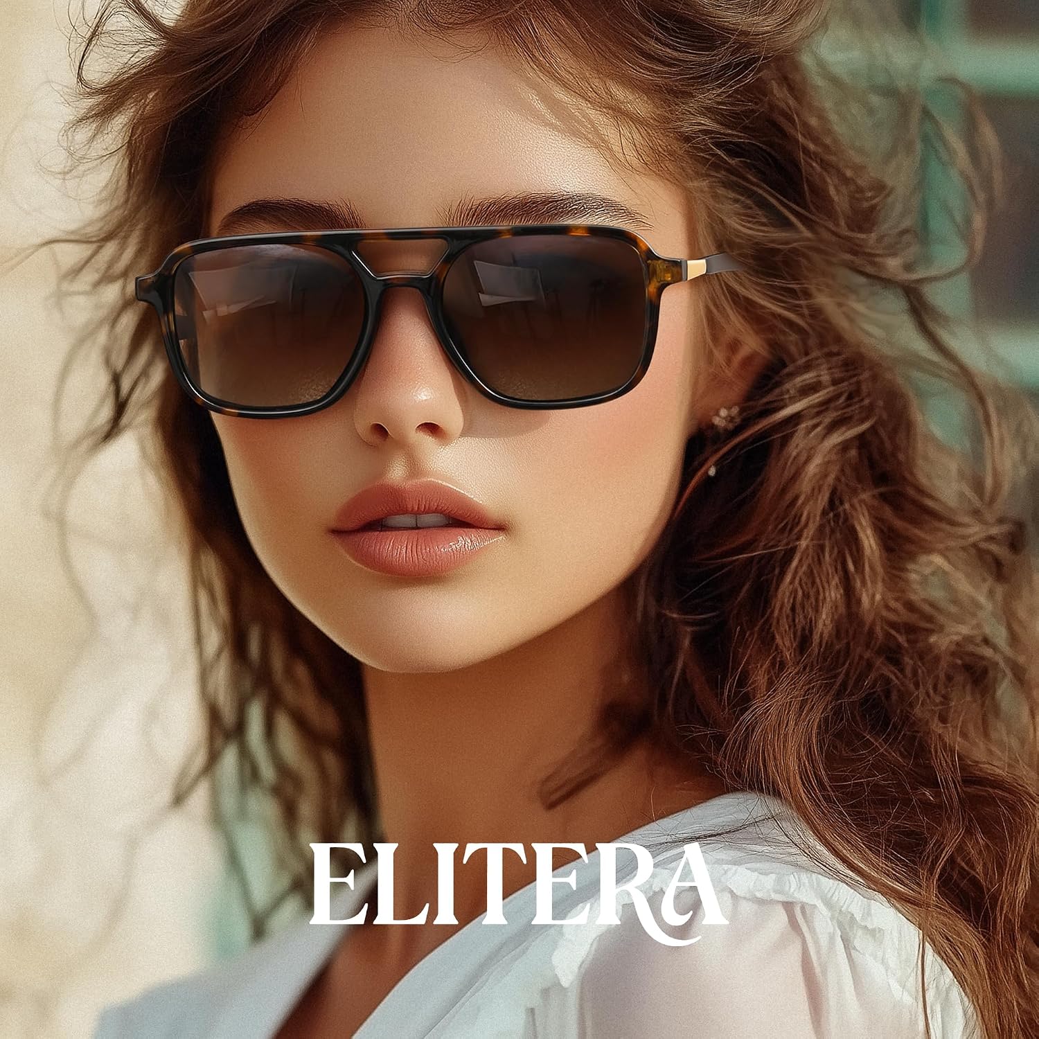 Retro Aviator Sunglasses for Women Men:Polarized Trendy Rectangle Womens Mens Shades Sun Glasses Leopard Brown+black Gray Fade