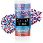Patriotic Red White and Blue Face Hair Body Glitter Stick,4th of July Outfits and Accessories for Women Kids,USA Flag Makeup for Independence Day 250 Anniversary Memorial Day Veterans Day
