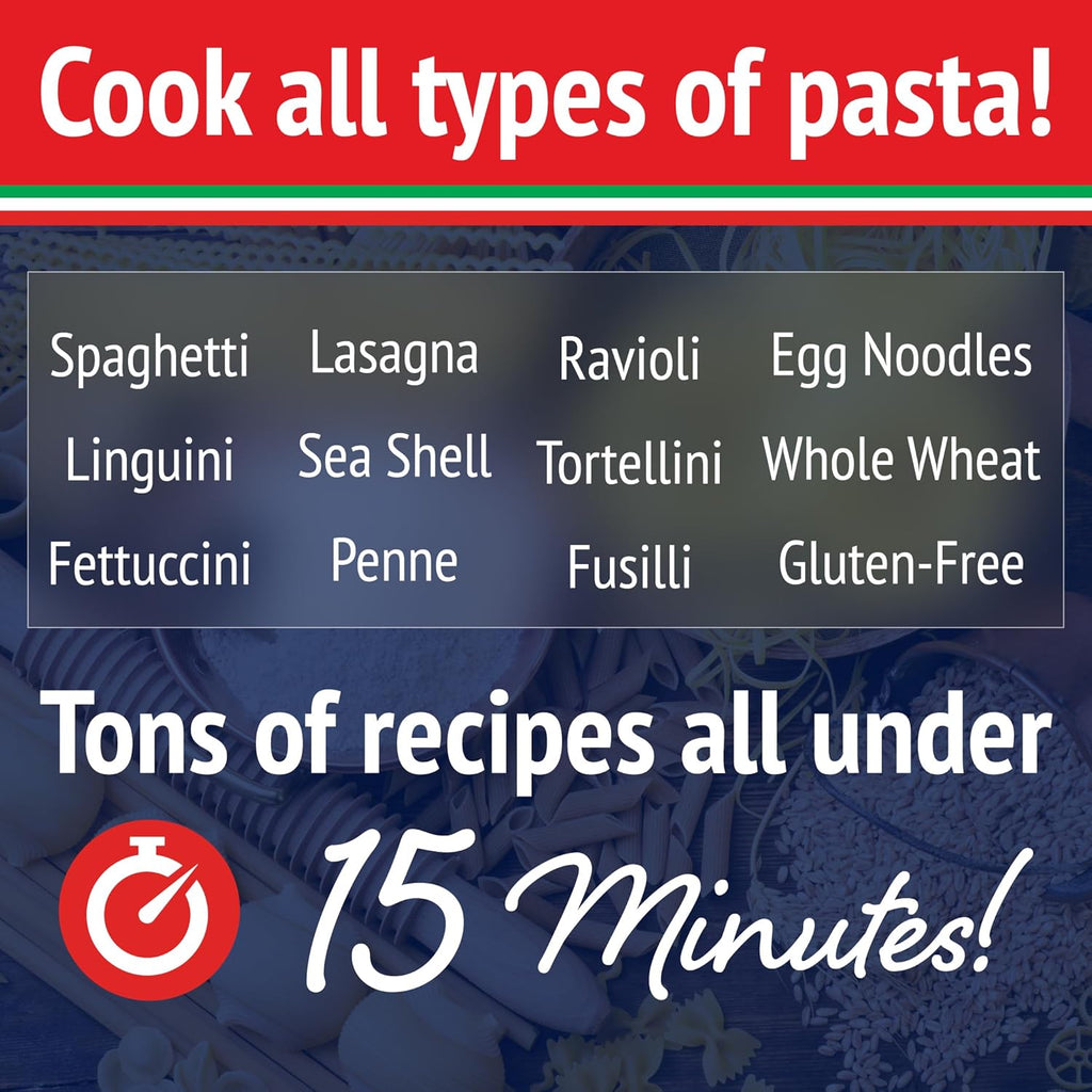 The Original Fasta Pasta Microwave Cooker with Lid & Built-in Strainer-No More Messes, Waiting for Water to Boil, or Sticky Noodles-Perfect Al Dente Pasta Every time- Patented Design, It Really Works