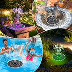 Solar Fountain, 2026 Upgrade 3.5W Solar Bird Bath Fountains With Colorful Ring Led Lights, 2000Mah Battery, 7 Nozzles And 4 Fixers, Solar Water Fountain Pump For Pond, Pool, Patio And Garden